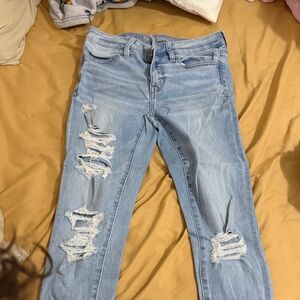 American Eagle Outfitters Light Blue Ripped Skinny Jeans
